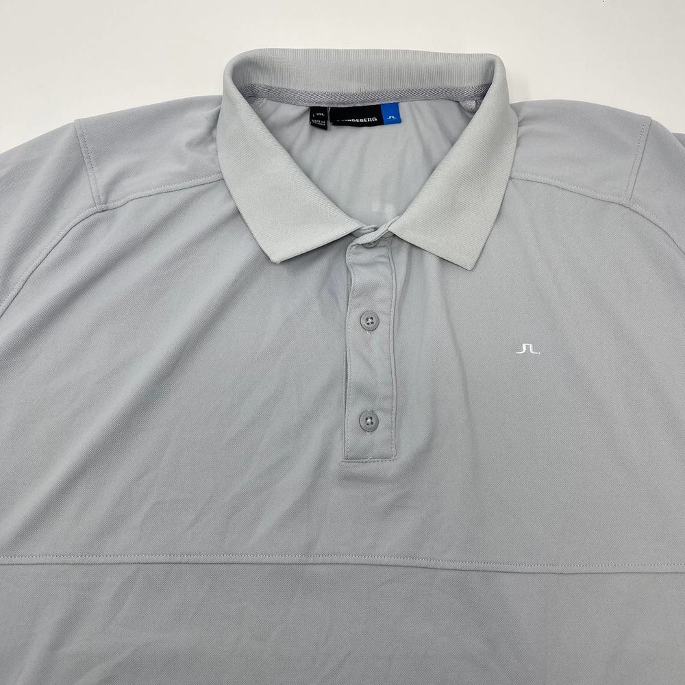 J. Lindeberg Mens‎ 2XL Gray White Short Sleeve Polo Shirt
